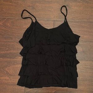 Club Monaco Black Ruffle Women's Top
